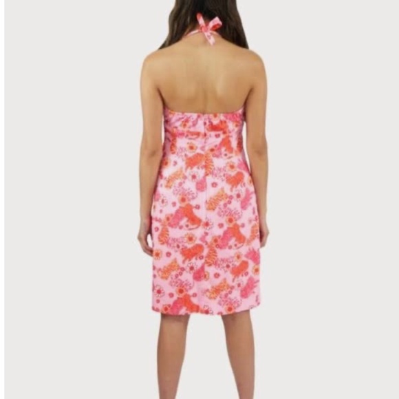 Lilly P pink/coral tiger halter dress - Picture 3 of 9